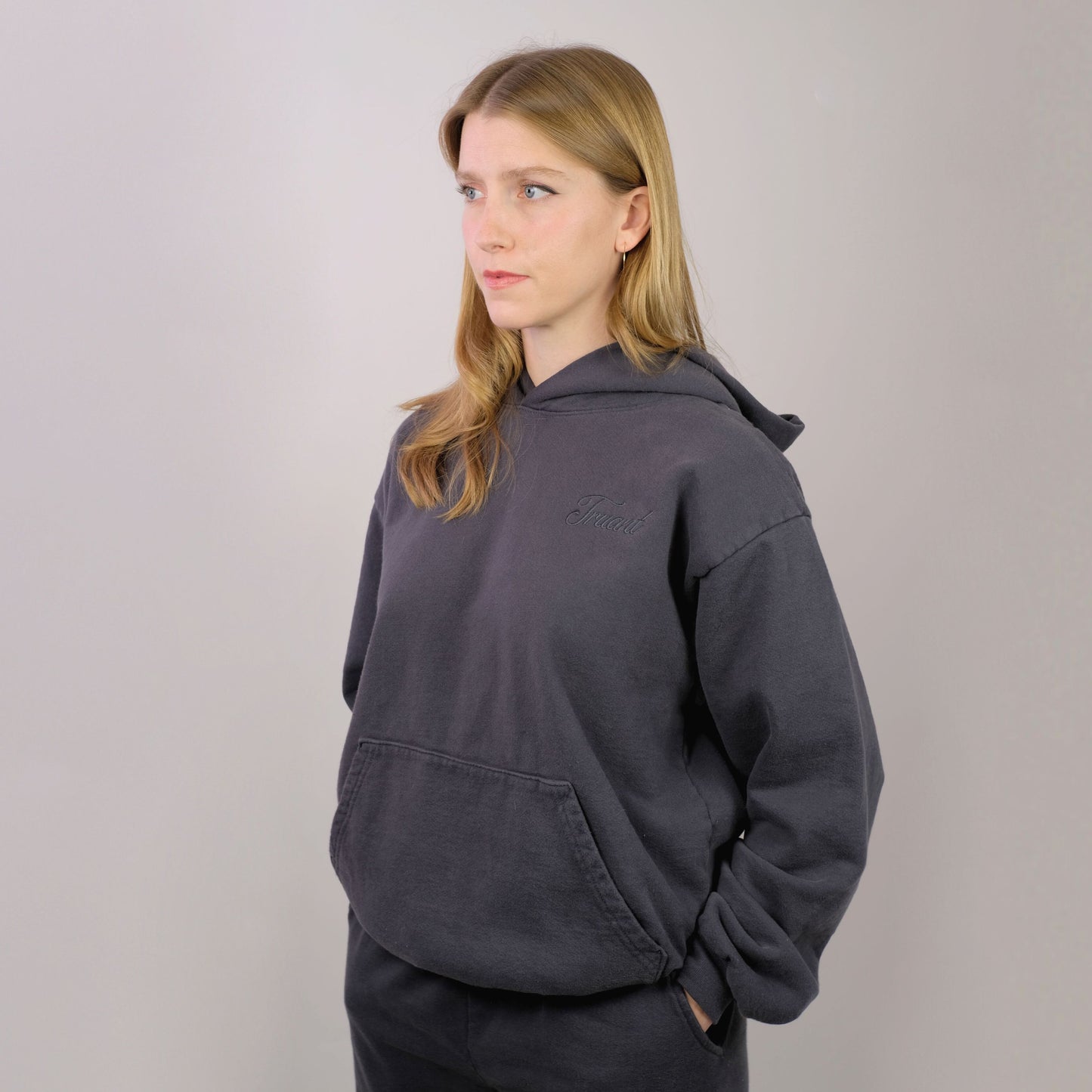 Vintage Black Tonal Logo Hoodie